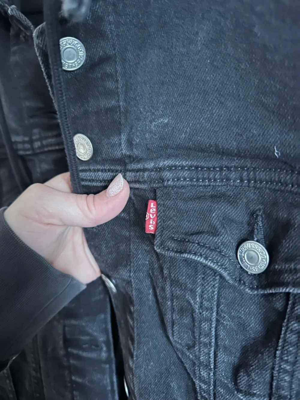 Levi's Black Hooded Denim-Style Jacket - Picture 2 of 4